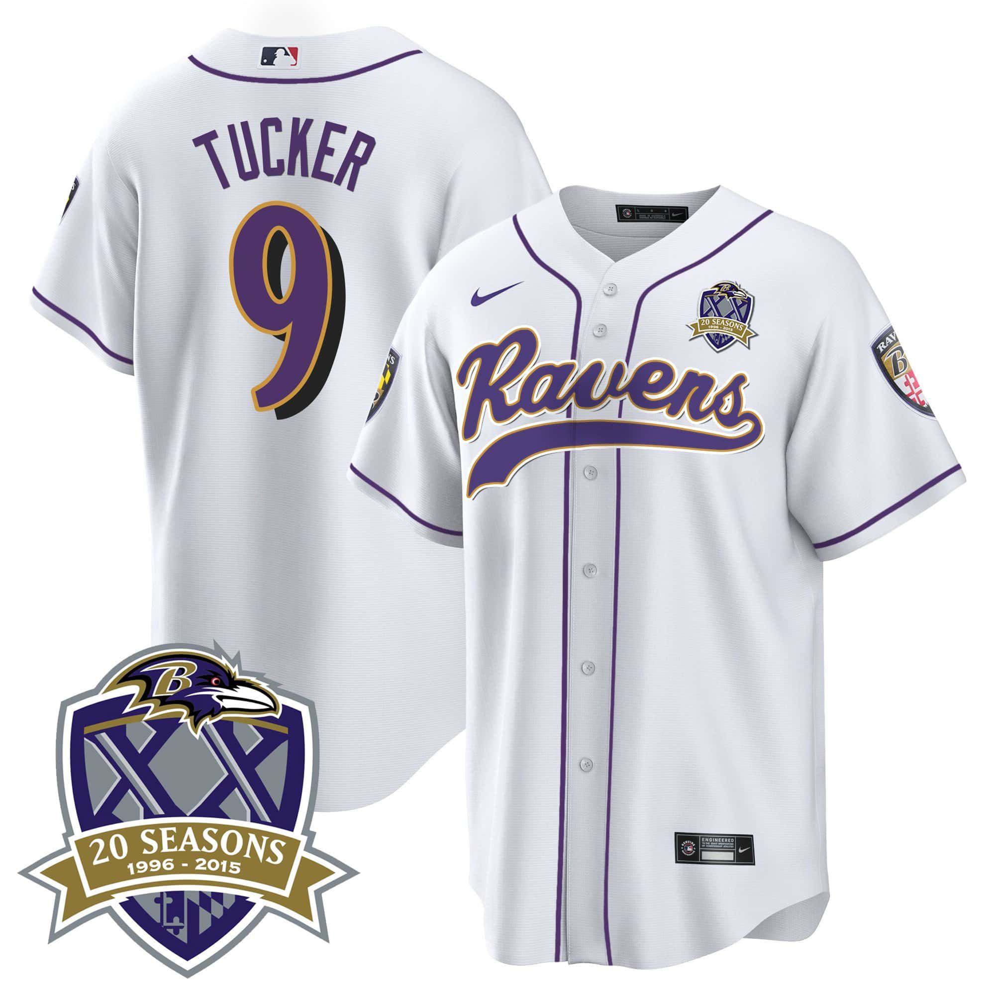 Men Baltimore Ravens #9 Tucker White 2024 Nike 20th Season Patch Baseball NFL Jersey->indianapolis colts->NFL Jersey